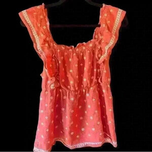Old Navy Ruffle Embroidered Top Floral Size Small embroidered top